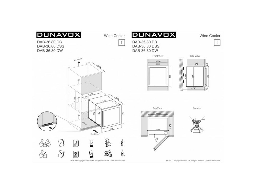 Габариты винного шкафа Dunavox DAB-36.80DSS