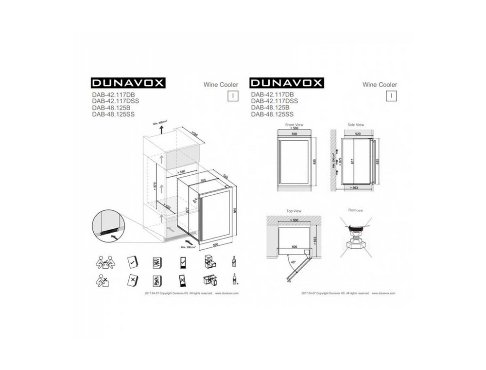 Габариты шкафа Dunavox DAB-48.125B