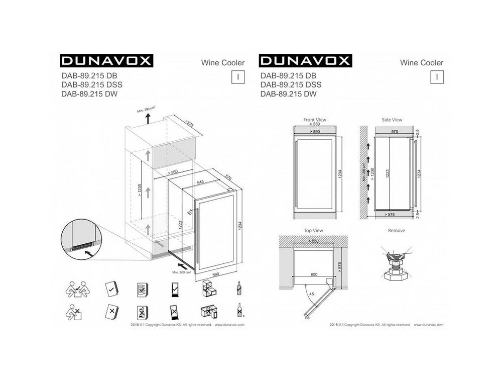 Габариты шкафа Dunavox DAB-89.215DW