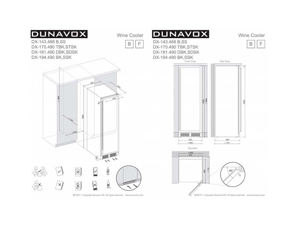 Габариты винного шкафа Dunavox DX-143.468B