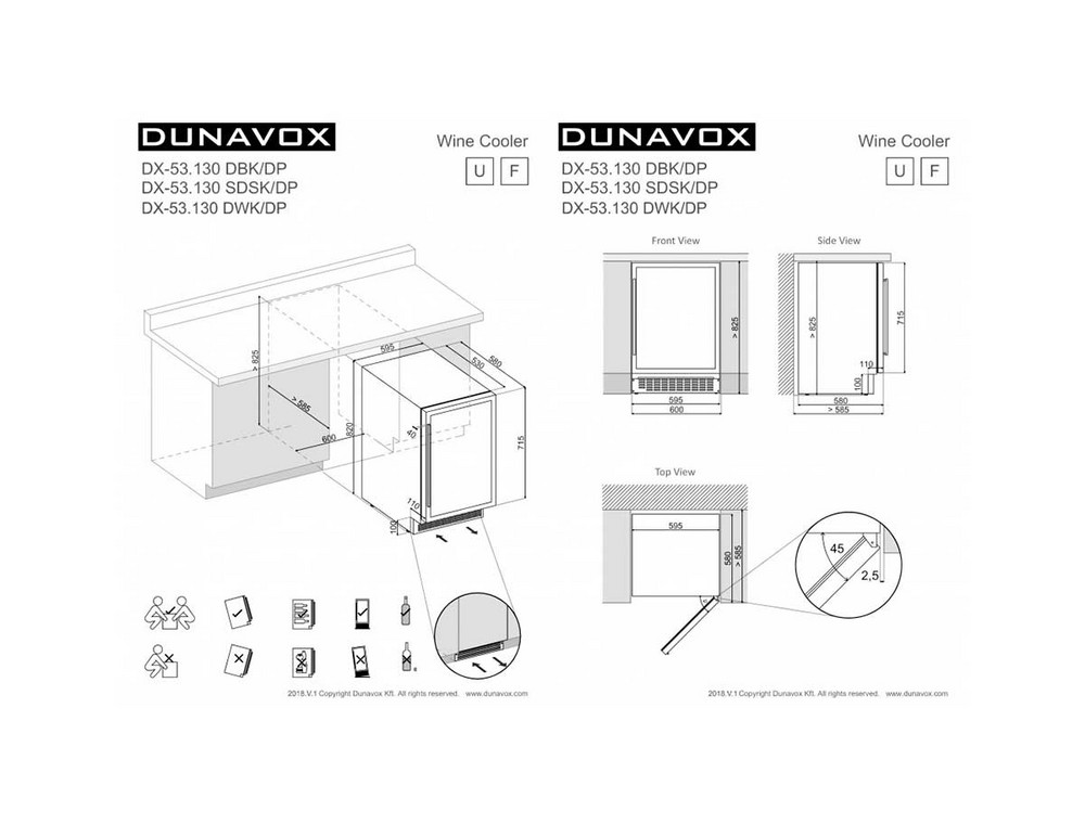 Габариты шкафа Dunavox DX-53.130DWK/DP
