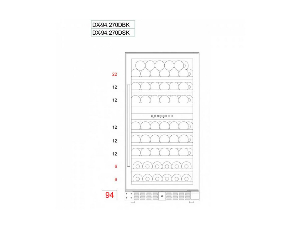 Схема расположения бутылок Dunavox DX-94.270SDSK