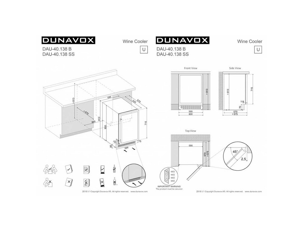 Габариты шкафа Dunavox DAU-40.138B