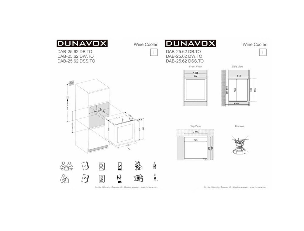Габариты винного шкафа Dunavox DAB-25.62DSS.TO