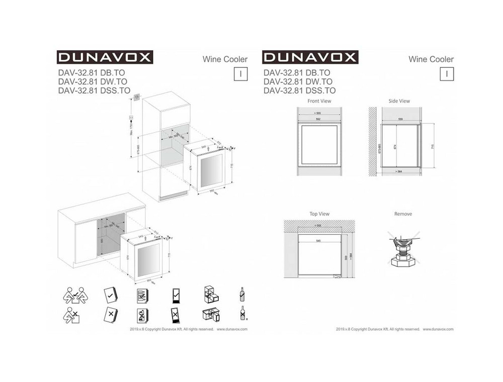 Габариты винного шкафа Dunavox DAV-32.81DW.TO