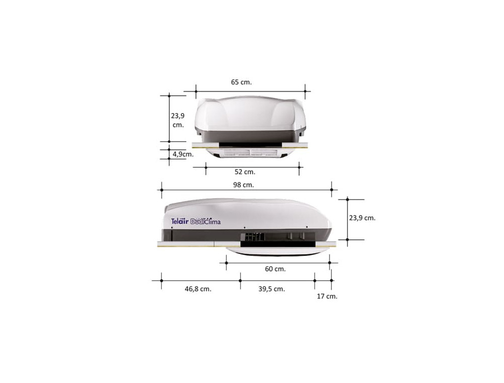Габариты автокондиционера Telair DuoClima 8400H