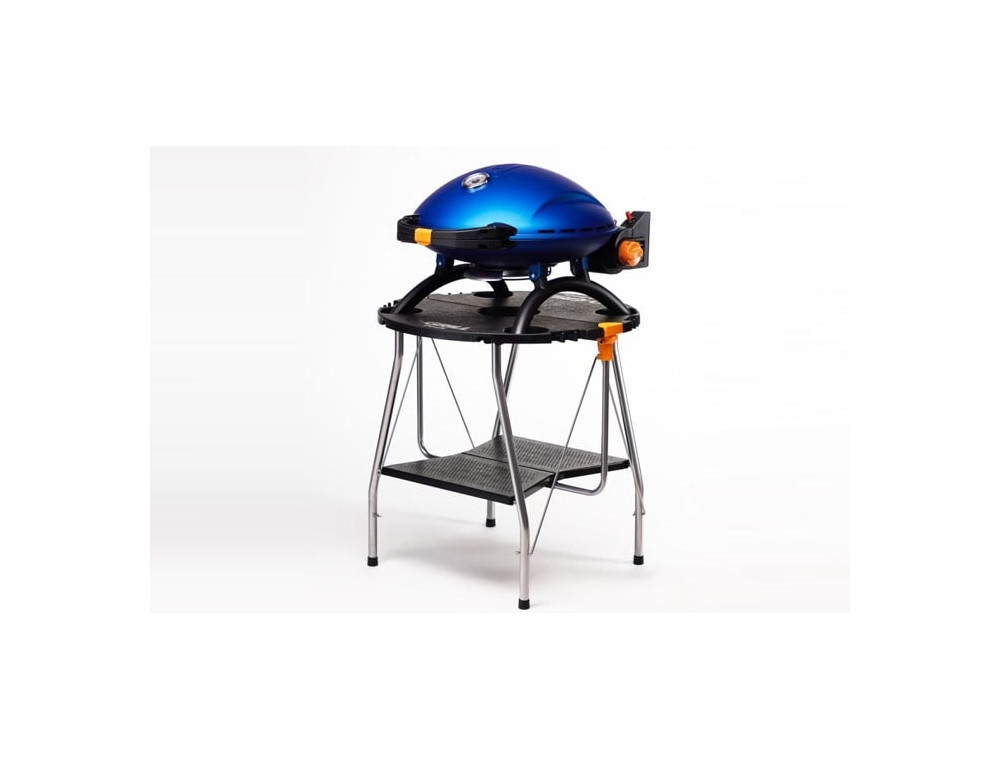 Синий газовый гриль O-GRILL 800T на подставке